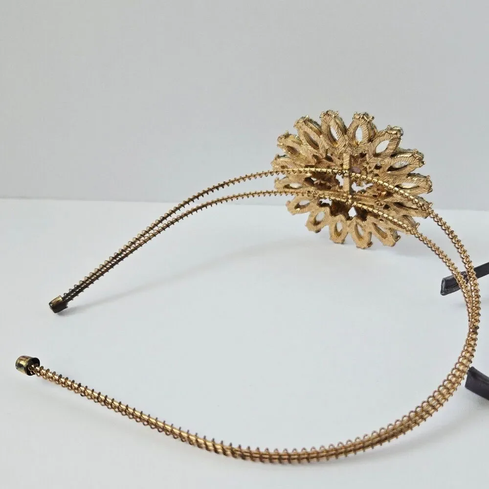 Lot of 2 Rhinestone Crystal Flower Faux Pearl Tiara Headband Hair Baroque Style